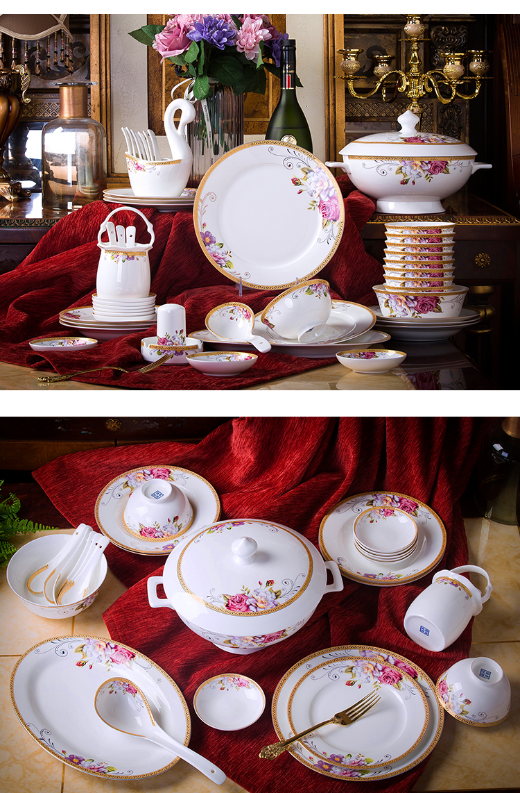Dishes suit household contracted ipads China continental cutlery set bowl chopsticks combination of jingdezhen Chinese style set to use