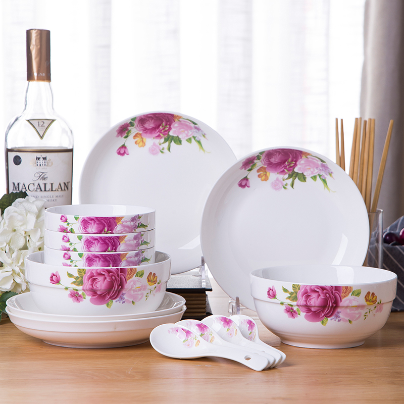Antarctic treasure 18 dishes set tableware to eat bread and butter plate combination rainbow such as bowl soup bowl chopsticks household size/