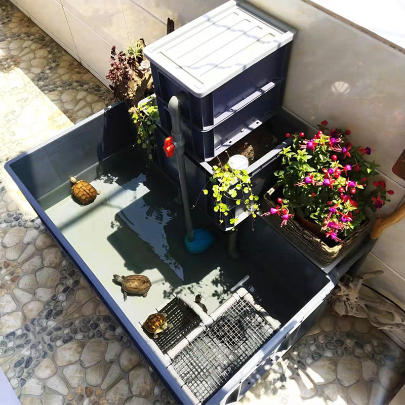 Fengcai aquarium large turtle pond goldfish turnover box trickle filter integrated circulation indoor household turtle tank white