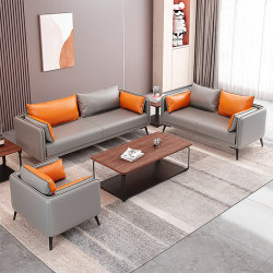 Leather Office Sofa Coffee Table Combination Minimalist Modern Accessible Luxury Fashion Casual Rest Area Reception Store