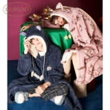 Gukoo/果壳 Зимняя пижама для влюбленных, бархатный милый утепленный коралловый банный халат