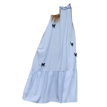 Gukoo Nutshell Nightgown Womens Summer Butterfly Blue Long Dress New Sweet Women Can Be Weared Outside Home Clothes Nightgown B
