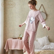 Gukoo trấu chính hãng Hello Kitty ladies phù hợp với dễ thương phim hoạt hình nhà dịch vụ bông đồ ngủ