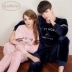 Nutshell couple san hô nhung đồ ngủ mùa đông đồ ngủ nữ nhung san hô dày dày dễ thương mùa thu và mùa đông có thể được mặc bên ngoài đồ ngủ nam