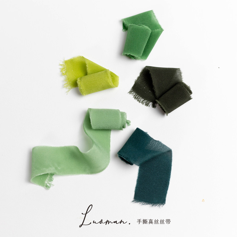 3 8 second season]ins Hand-torn raw silk ribbon handmade wedding invitation ribbon hand stick flower strap hand account