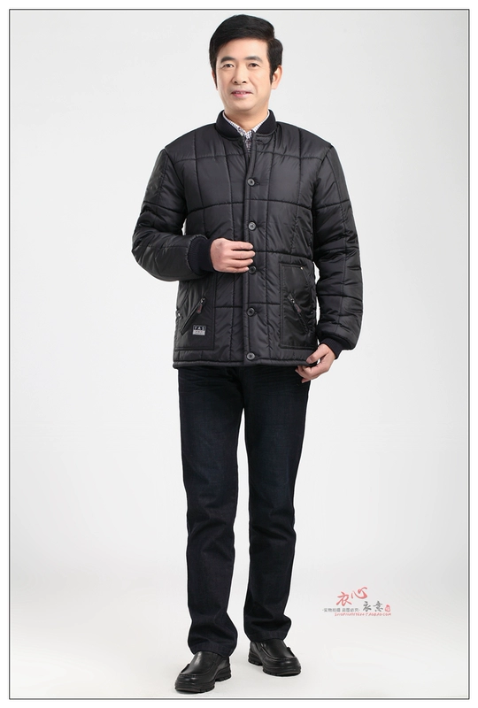 Áo khoác cotton nam trung niên mùa đông, áo khoác cotton, ông già, bộ đồ cotton, trang phục nam trung niên, bố, ông, mặc mùa đông