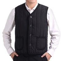 Áo vest nam trung niên mùa thu và mùa đông mới bố cộng với nhung dày cỡ lớn cotton nam vest vest trung niên áo khoác lông