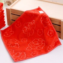 Red small square towel towel wedding special Hipa bride red handkerchief embossed plain color handkerchief wedding towel