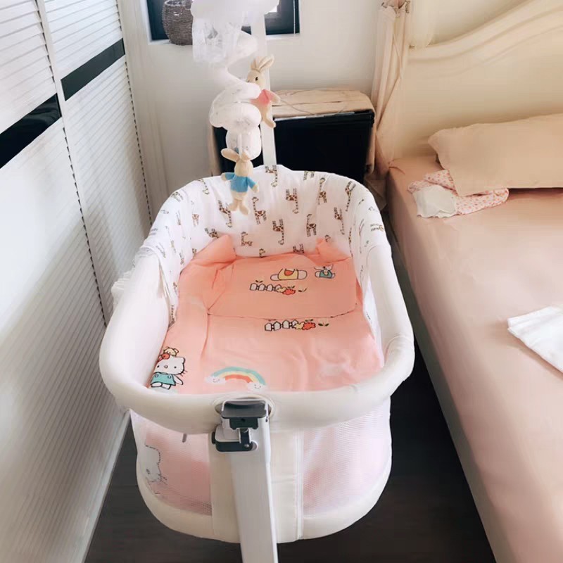 Crib Splicing Large Bed Portable Newborn Multifunction Movable Bed Small Family Type Lunar Sub-Center Sleeping Bed