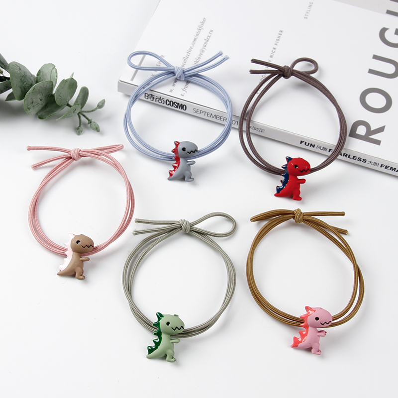 Cute Teenage Animal Cartoon Small Dinosaur Hair Rings Female Tennis Red Ins Little Fresher Brief About Super Fairy Rubber Gluten Hair Ring