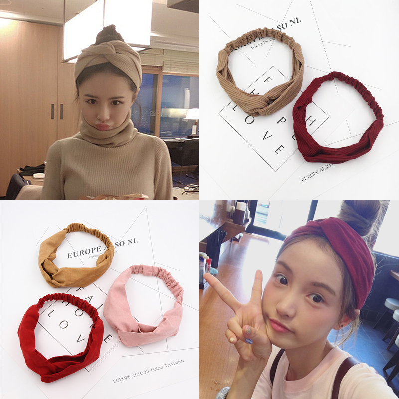 South Korea Hair Accessories Minimalist Cloth Art Cross Wash face bouquet with sports head with Japan-ROK version hair stirrup hair clip hairdresse