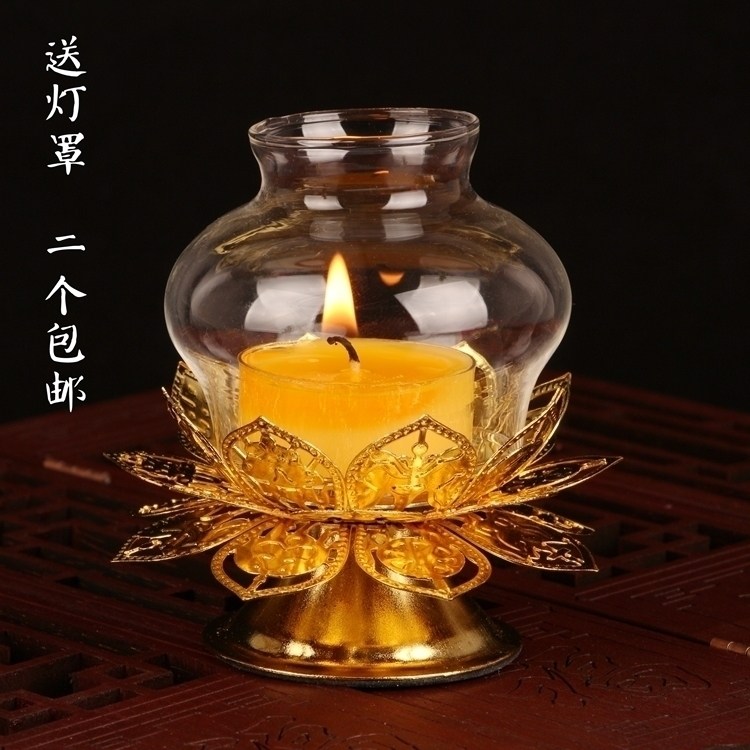 For the Buddha's Seven Stars Buddhist Buddhist Buddha Former Buddha Lotus Crisp oil lamp frame Long Ming light windproof wax candle holder Folamp lamp frame base