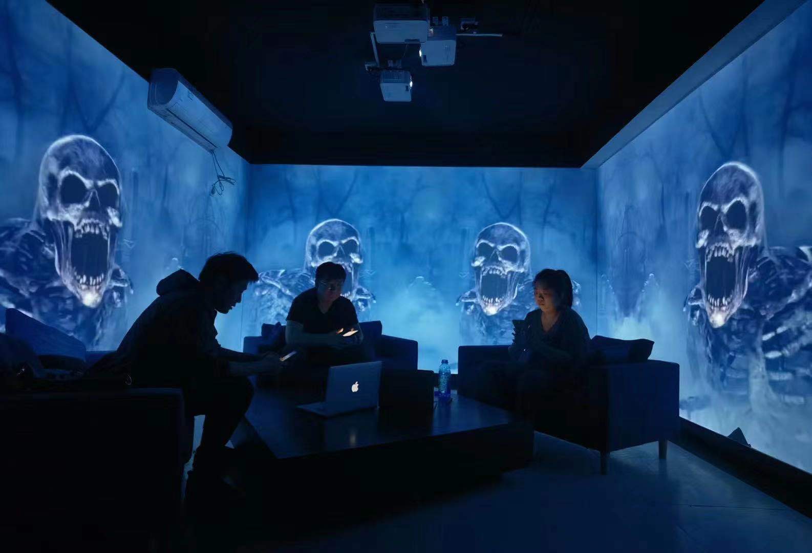 Holographic projection 3D script kill immersive naked eye interactive 5D restaurant bar KTV ground wall projection equipment factory