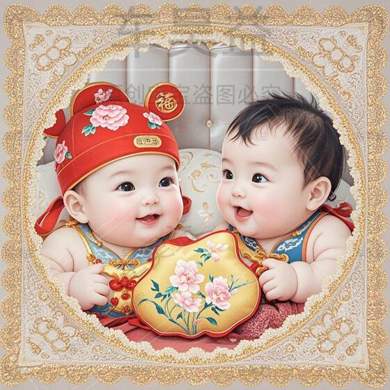 双胞胎宝宝海报墙壁贴画龙凤胎宝宝早生贵子婚房卧室装饰自粘贴纸