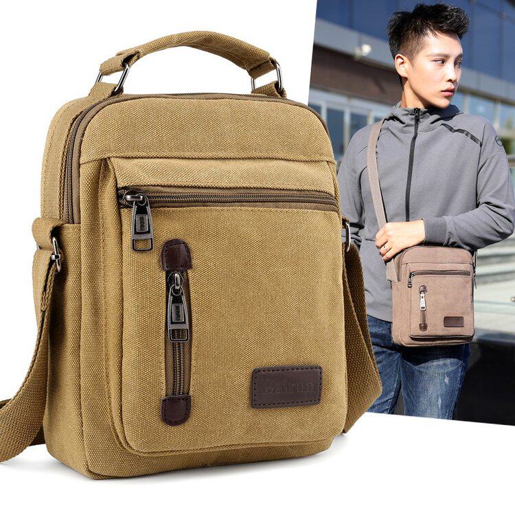 Men's Bag Shoulder Bag Men's Bag Business Casual Canvas Bag Korean Version Small Backpack Messenger Bag 2021 New Trendy Small