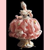 Serras German 1960s pink princess ballerina lace porcelain doll original box height is about 12cm