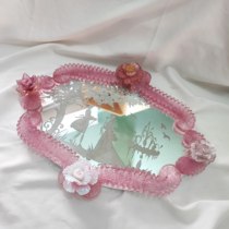 Serra ancient noble court Venice Murano Barbie pink three-dimensional glazed flower mirror tray