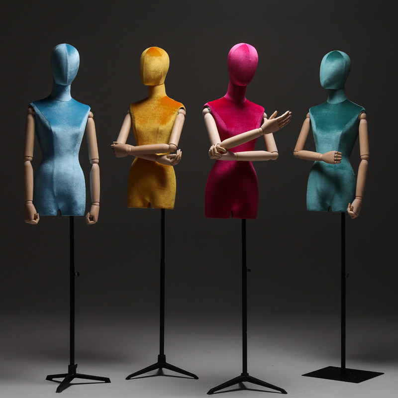 Clothing store clothing model props female flat chest color flannel wooden hand window display model frame Women's fake model