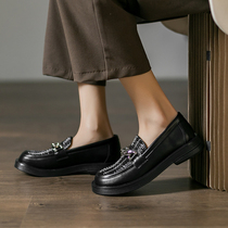 Helen Pavilion Black Small Leather Shoes Women 2021 Spring New Joker Korean Academy Single Shoes Vintage English Womens Shoes