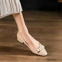 Spring shoes women square head flat sole shoes womens soft sole shoes 2021 New Spring Joker shallow soft skin milk shoes women