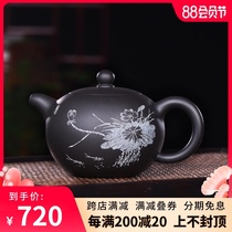 High-end famous craftsman Purple sand teapot Yixing black mud Kung Fu tea pot Handmade tea set Tea new product