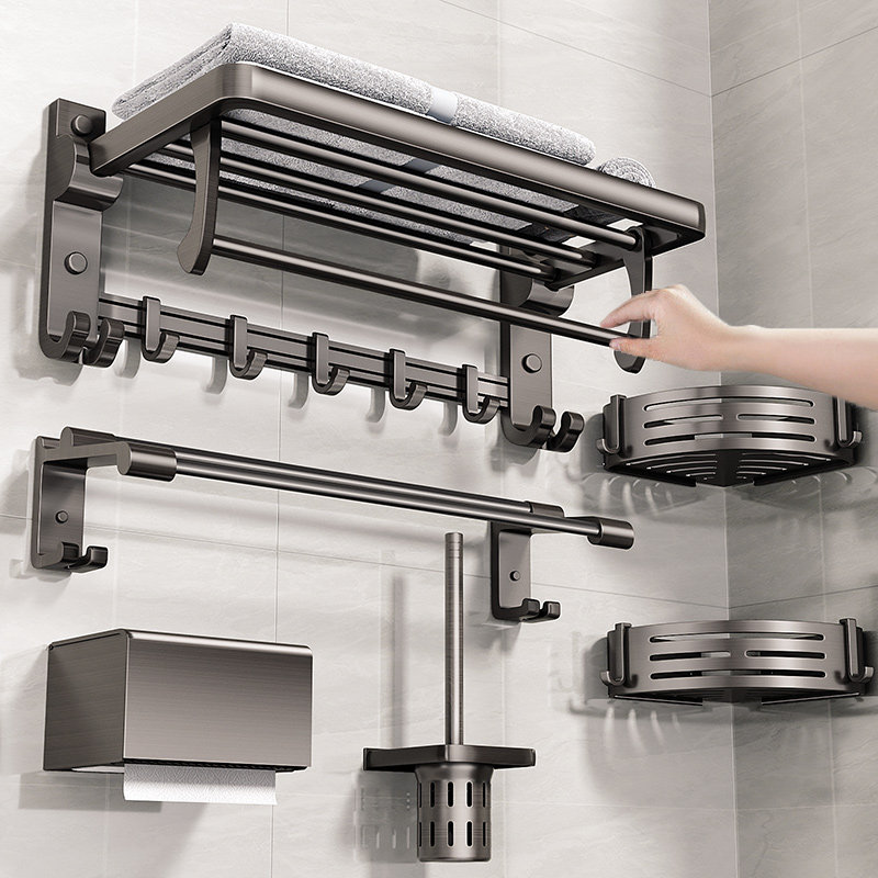 Canon hand towel rack free of punch toilet bath towels Racks Integrated Bathroom Toilet Space Aluminum Hardware Pendant-Taobao