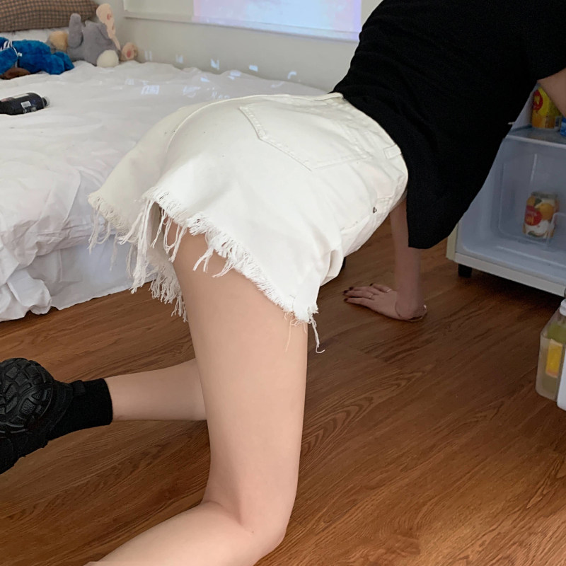 牛仔短裤女2022年夏季新款破洞高腰裤子显瘦宽松阔腿a字超热裤ins详情37