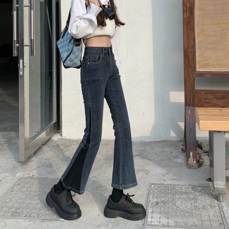 梨型身材小个子女新款牛仔裤子2022年早秋高腰设计感小众微喇叭裤详情9