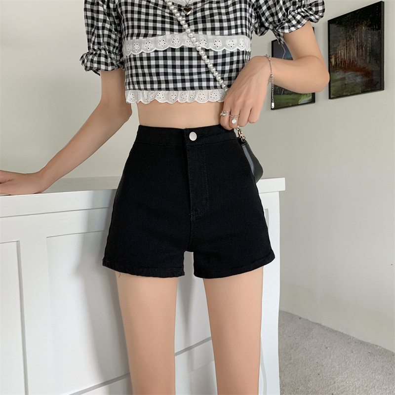 Hot Girl denim A-line shorts for children's summer, 2022 new high-waisted straight-leg petite black hot pants trend pic 26