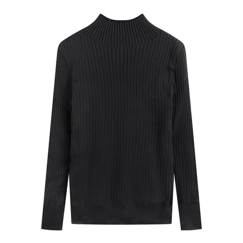 Демисезонный трикотажный утепленный свитер, приятный телу лонгслив, высокий воротник