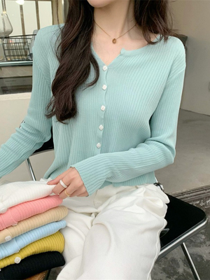 taobao agent Sexy summer top, cardigan, bottom shirt, 2023 collection, Korean style, long sleeve
