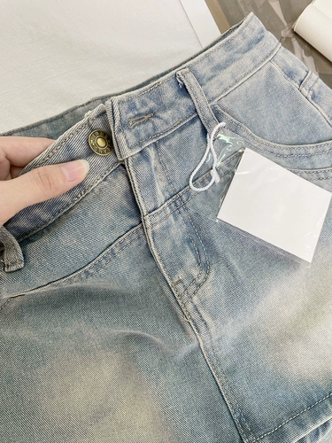 Летняя джинсовая юбка, шорты, в американском стиле, с акцентом на бедрах, А-силуэт