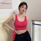 Сексуальная трикотажная летняя майка топ, короткий топ с чашечками, футболка без рукавов