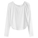 Top design sense female niche T-shirt thin slim fit U-neck hem irregular bottoming with tight short body tuck inside