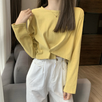 Spring 2021 new womens net red design sense short coat early autumn temperament Joker ins long sleeve T-shirt tide