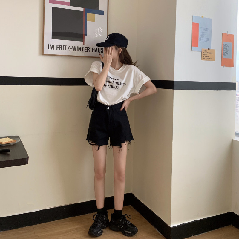 牛仔短裤女2022年夏季新款破洞高腰裤子显瘦宽松阔腿a字超热裤ins详情22