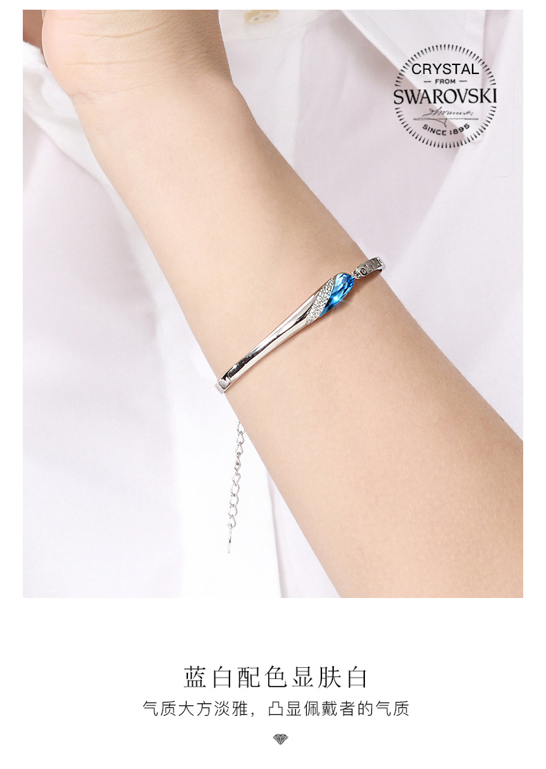 T400 chòm sao vòng đeo tay nữ sterling bạc dát Swarovski pha lê bạc vòng đeo tay Hàn Quốc phiên bản của cá tính đơn giản món quà sinh nhật vòng đá phong thủy