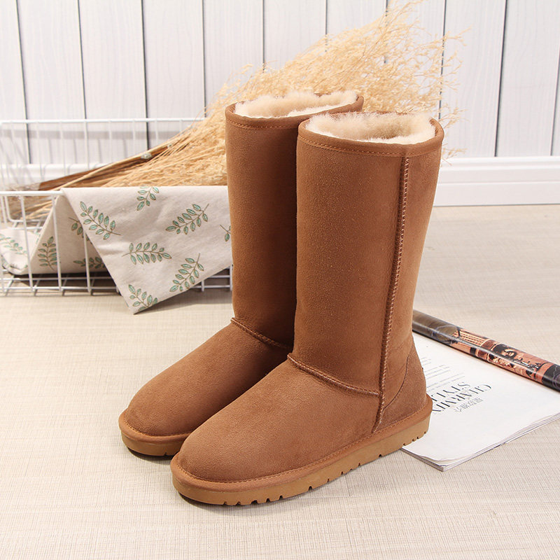 Sheepskin and fur snow boots women's outdoor high tube thickened pure wool warm boots winter high waist plus velvet cotton boots