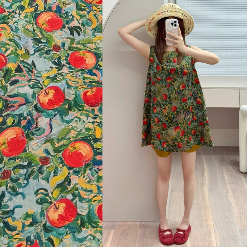 100% Mulberry Silk Red Cloud Yarn Floral Apple Pumpkin Blueberry Round Neck Large A-Line Backless High-End Doll-Style Tank Top 100% Mulberry Silk Red Cloud Yarn Floral Apple Pumpkin Blueberry Round Neck Large A-Line Backless High-End Doll-Style Tank Top