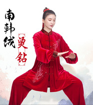Xiaoheshan Tai Chi suit for women new style elegant gold velvet autumn and winter thickened spring and autumn Tai Chi training suit mid-length