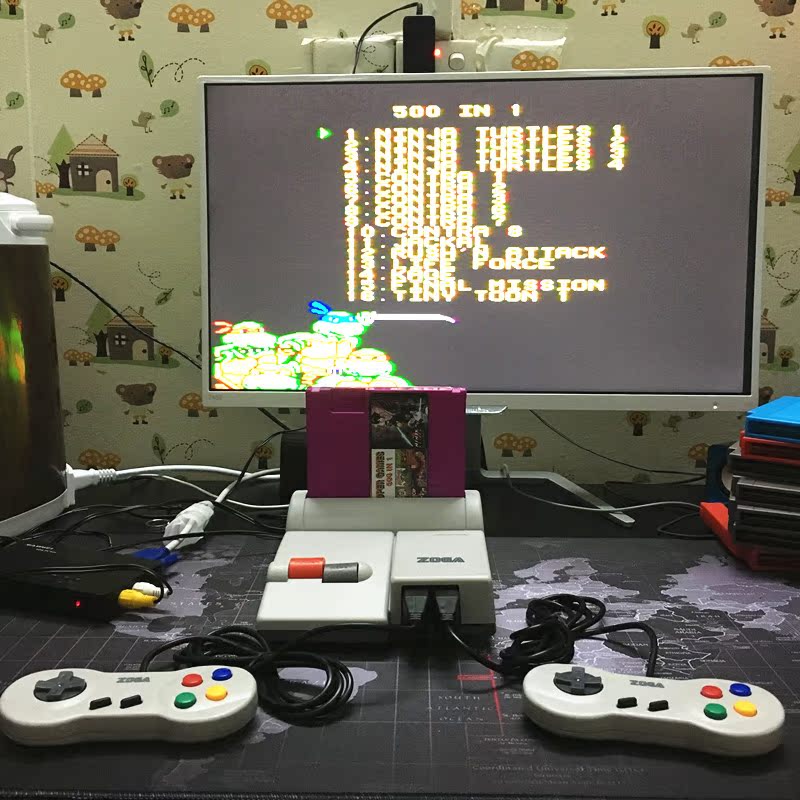 Phiên bản tại Hoa Kỳ của khe cắm 72 pin Bộ điều khiển trò chơi NES tích hợp khe cắm 60 pin có thể sử dụng kép băng cassette FC đỏ và trắng sử dụng kép - Kiểm soát trò chơi tay cầm ps4