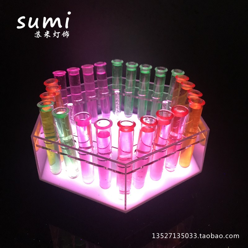 Luminous Test Tube Rack Creativity Bar KTV Wine Rack Cocktail Rack LED Seven Color Test Tube Cup Shelf Champagne Cup Rack