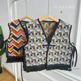 Ретро этнический жилет, подходит с юбкой, кардиган, накидка, этнический стиль, свободный крой, популярно в интернете