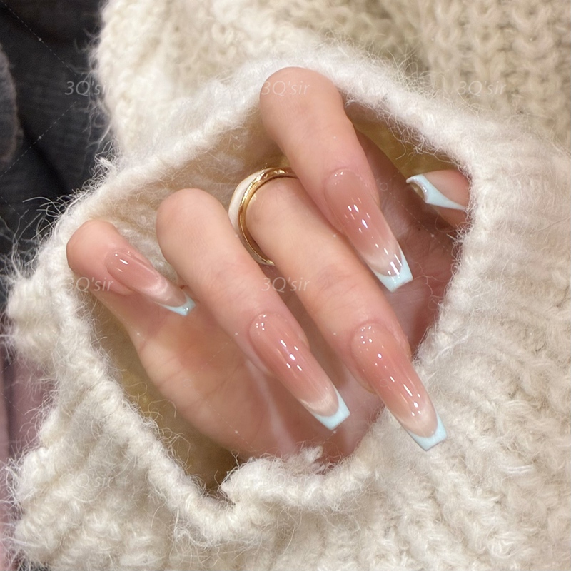3Qsir【Ailuo】Natural Skin-Friendly Gentle Style Multi-Layered Cat-Eye Fine French-Style Pure Handmade Wearable Nails