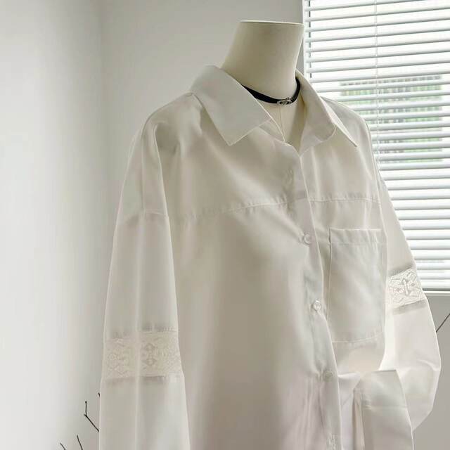 Lin Xiasha French Romantic Vibe White Loose Slimming Versatile Shirt for Spring