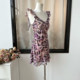 Lin Xi Xi French-Style V-Neck Romantic Purple Leopard Print Oil Painting Bias-Cut Summer Vacation Style Slim-Fit Spaghetti Strap Dress