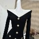 Lin Xia Xia Luxurious Xiaoba Black Knitted Dress Women's Daughter Lady Style Waist-Covering Hip Little Black Dress