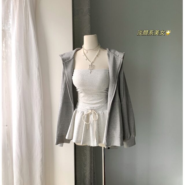 Lin Xiasha Highly Recommends! !Light-Colored Beauty, Airy Hooded Sweatshirt Cardigan for Women, Autumn Korean Style Loose Jacket