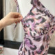 Lin Xi Xi French-Style V-Neck Romantic Purple Leopard Print Oil Painting Bias-Cut Summer Vacation Style Slim-Fit Spaghetti Strap Dress