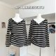 Lin Xiasha Paper-Thin Striped Lazy Style Striped Long-Sleeve T-Shirt